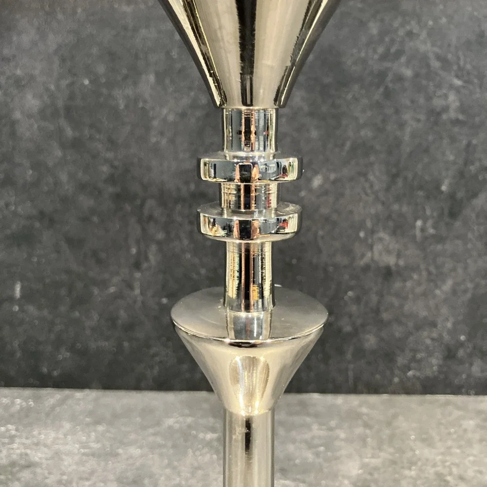 Chrome-Plated Metal Candlestick Holder Postmodern Space Age 8